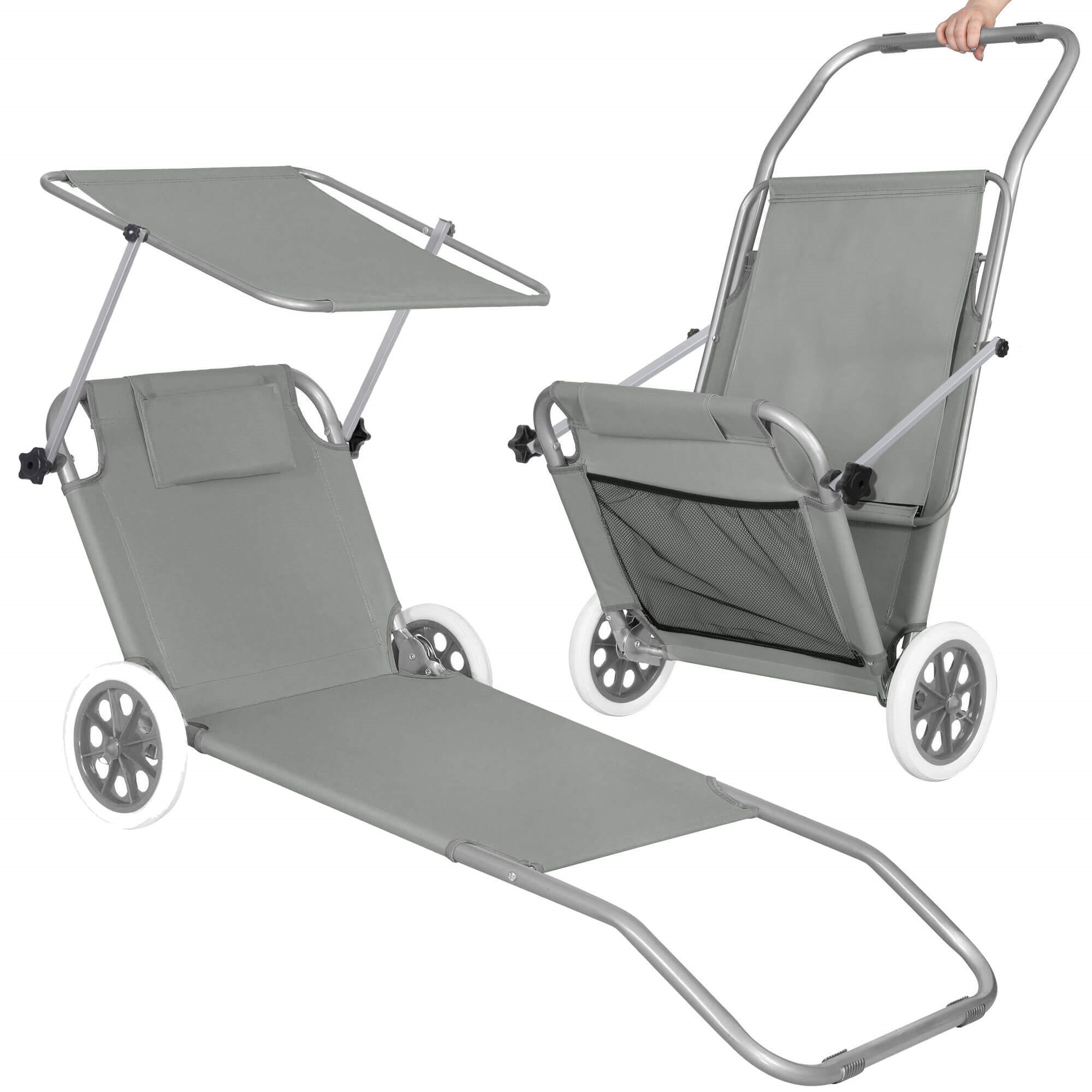 Springos kerti Napozószék, összecsukható, 120kg - Szürke