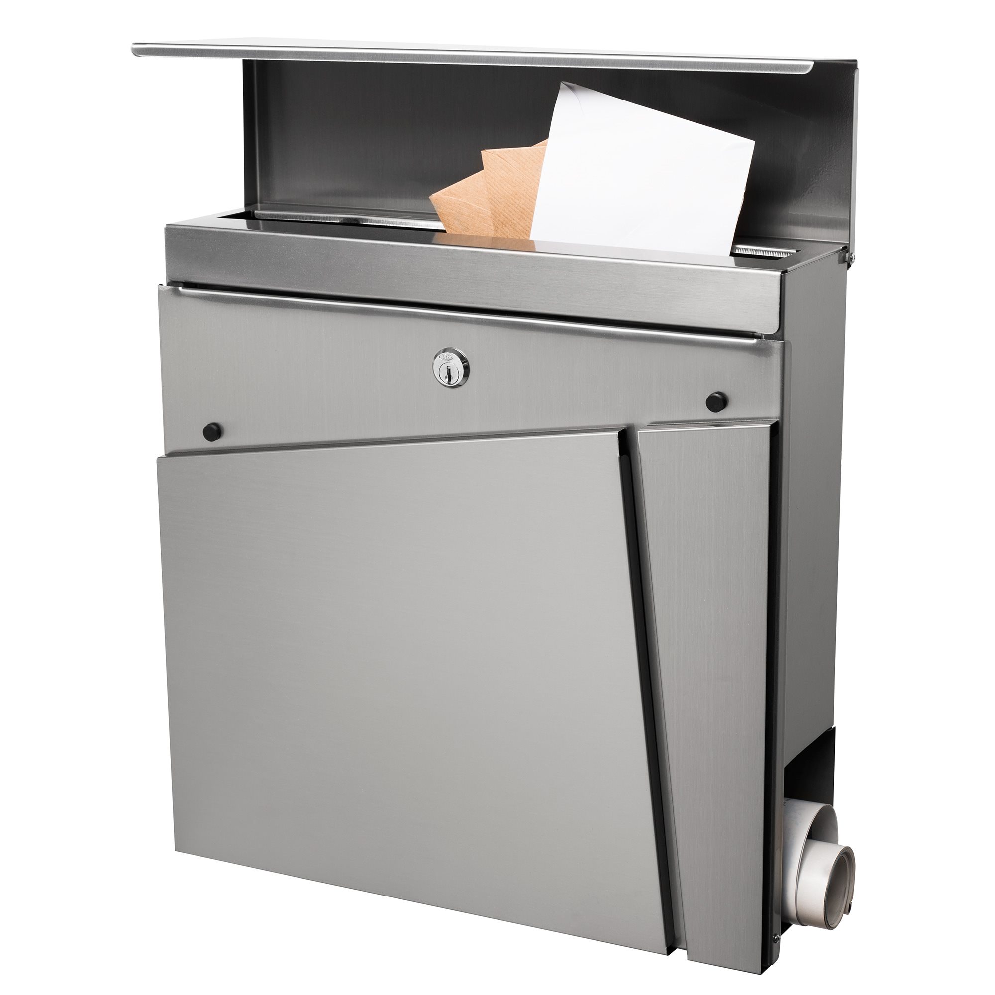 Poštová schránka na listy a noviny Modern T line - strieborná - 37x37x10, 5cm